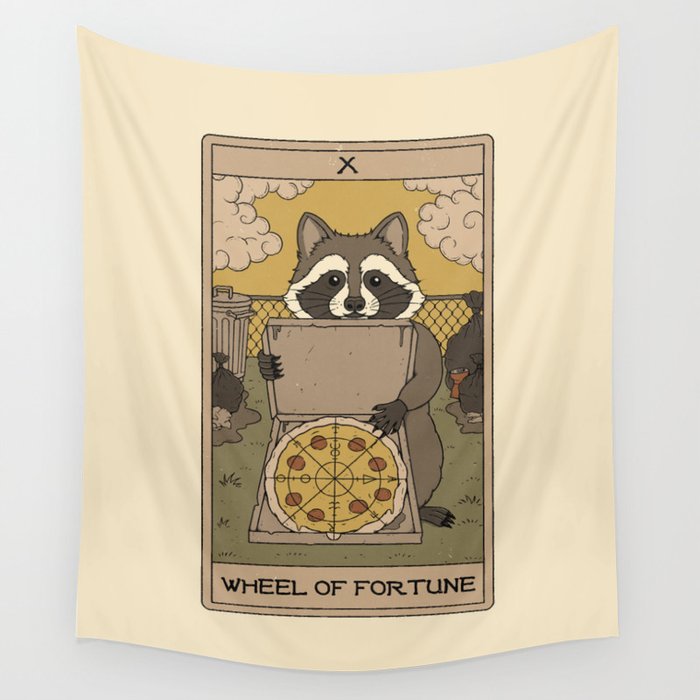 Wheel of Fortune - Raccoons Tarot Wall Tapestry