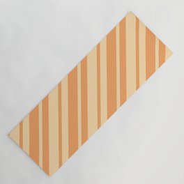 [ Thumbnail: Tan and Brown Colored Lined Pattern Yoga Mat ]