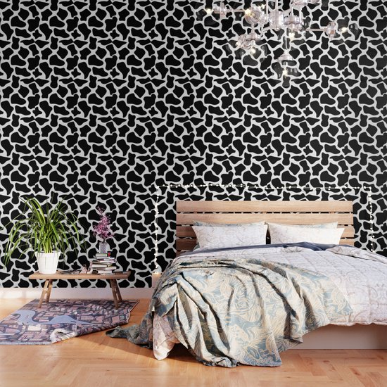 Cow Black And White Pattern Wallpaper By Digitalpeanut Society6