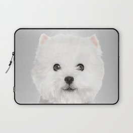White Puppy Portrait - Laptop Sleeve