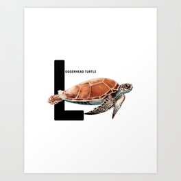 L is for Loggerheadl Turtle Art Print