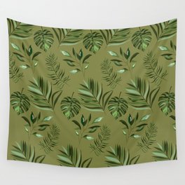 green leaf pattern Wall Tapestry