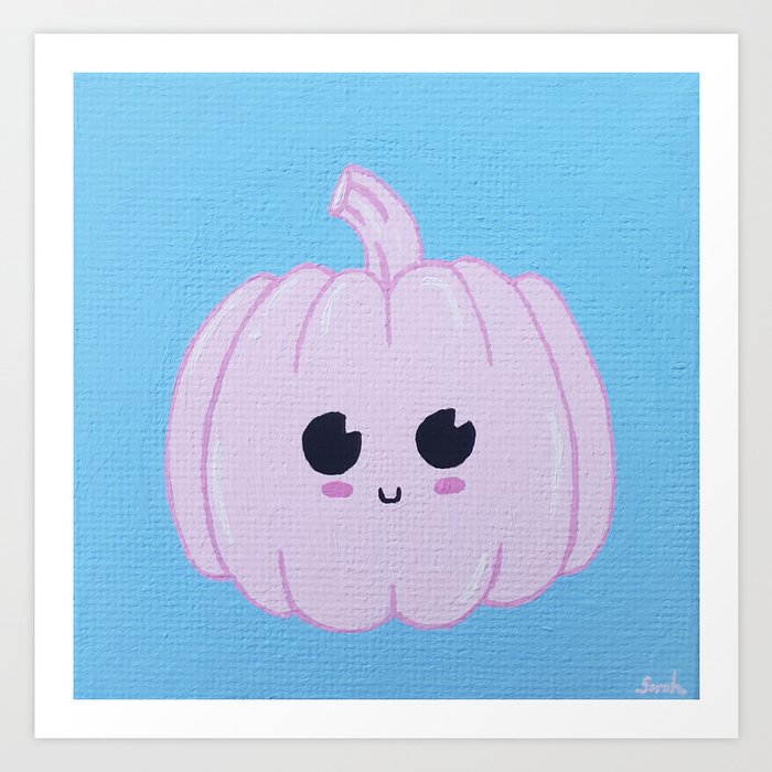 happy pastel pink pumpkin Art Print