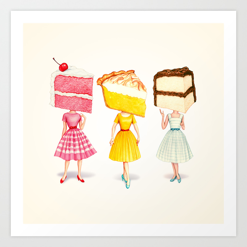 Cake Head Pin Ups Art Print By Kelly Gilleran Society6