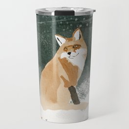 winter forest fox Travel Mug