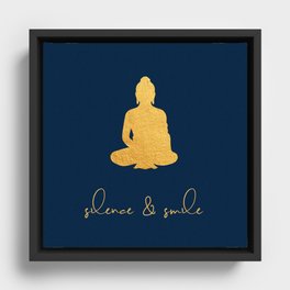 Gold Buddha - Silence & Smile Framed Canvas