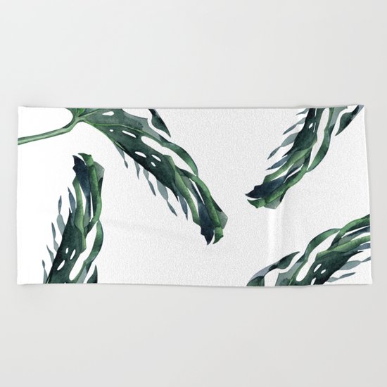 Tropics Palm Leaves Green Beach Towel