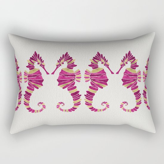 Seahorse – Pink & Gold Rectangular Pillow