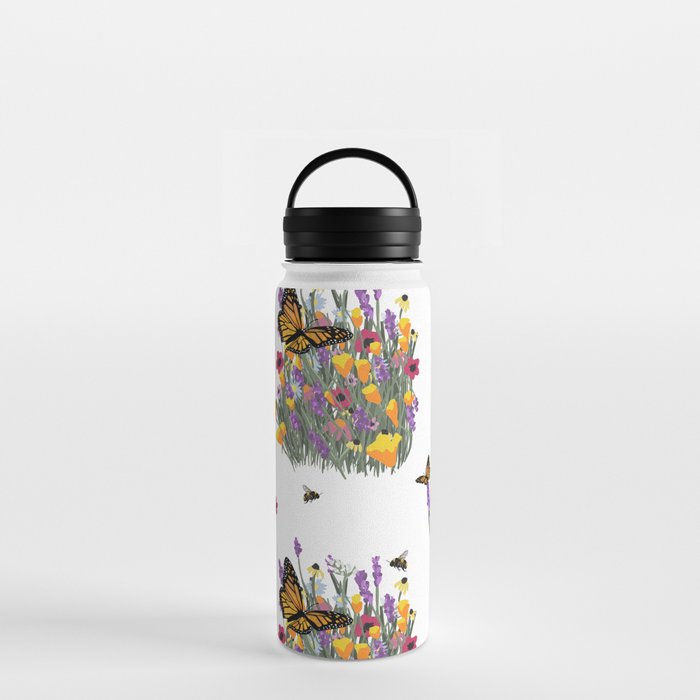 Summer in Bloom, on white background Water Bottle