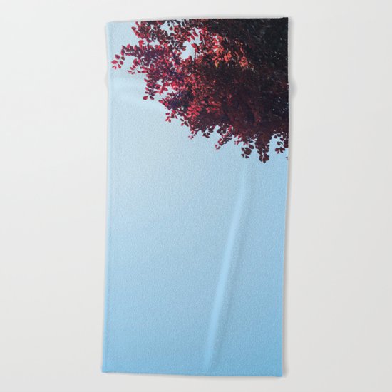 Dear red tree Beach Towel