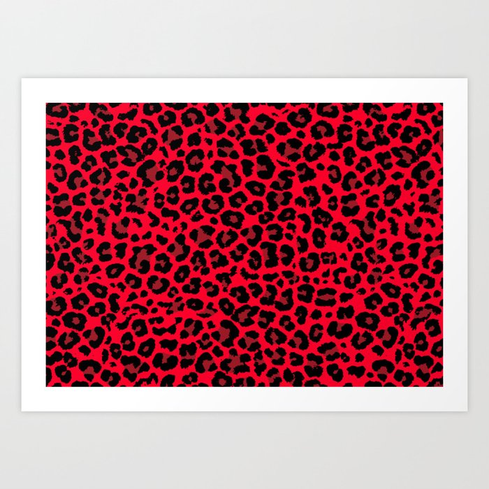 Red leopard print Art Print