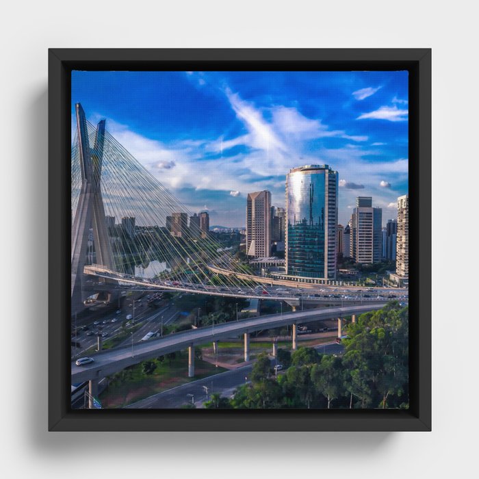 Brazil Photography - Beautiful Bridge In São Paulo Framed Canvas
