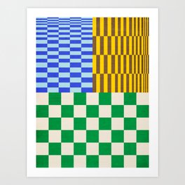 Retro Checkerboard Collage 02 Art Print