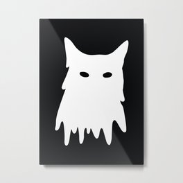 Cat Mask Metal Print | Odd, Creepy, Kitty, Paint, Kitten, Staring, Mask, Animal, White, Dripping 