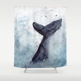 Whale of a Tale, Ocean Splashing Whale Tail Shower Curtain