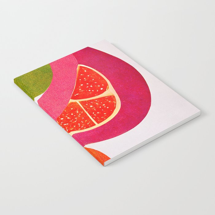 Citrus Slices - Abstract Minimalist Digital Retro Poster Art Notebook