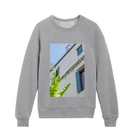 Italian Home / White and blue building in Venice, Italy Kids Crewneck