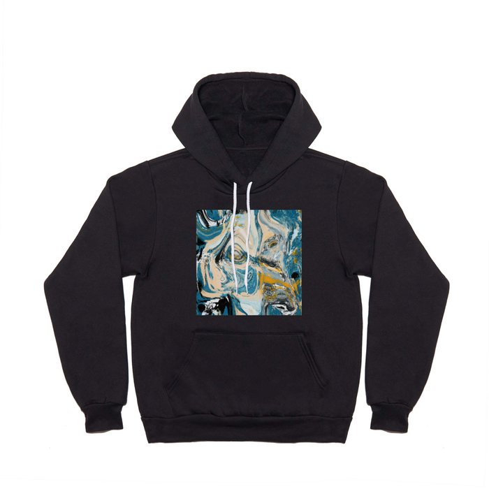 Tide Pool: a blue, yellow, and peach abstract painting by Alyssa Hamilton Art Hoody