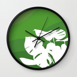 Sage Monstera Wall Clock