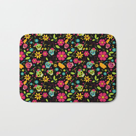 Dia De Los Muertos (black) Bath Mat