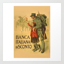 Bamca Italiana di Sconto - Vintage Italy War Art Print | Retro, Classic, Propaganda, Vintage, Historical, Ww2, 1910S, Political, World War, Italian 