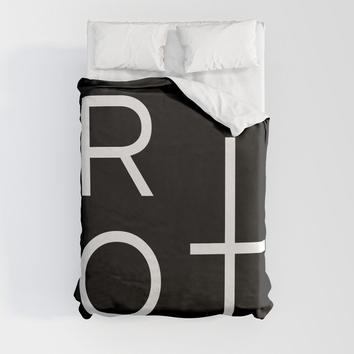 Riot Typography with Inverted Cross Duvet Cover