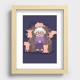 Granny with pigs Recessed Framed Print
