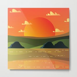 Sunset in the Valley Metal Print | Wilderness, Landscape, Positiveenergy, Naturebeauty, Goodvibes, Pineforest, Sunset, Graphicdesign, Sunrise, Sunnysky 