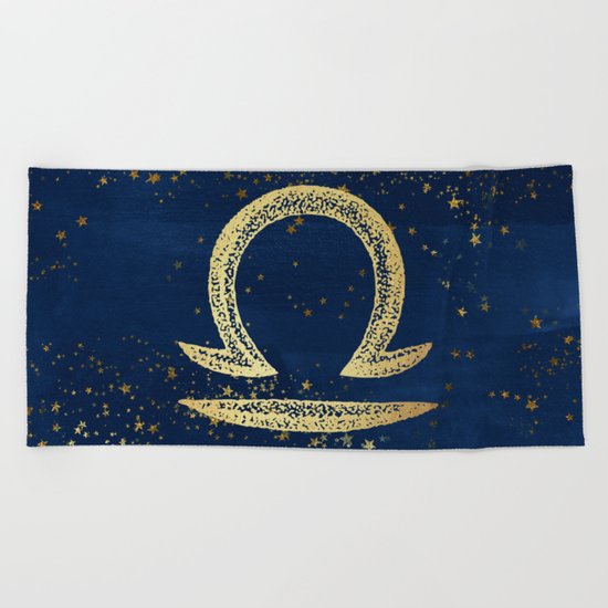 Libra Zodiac Sign Beach Towel