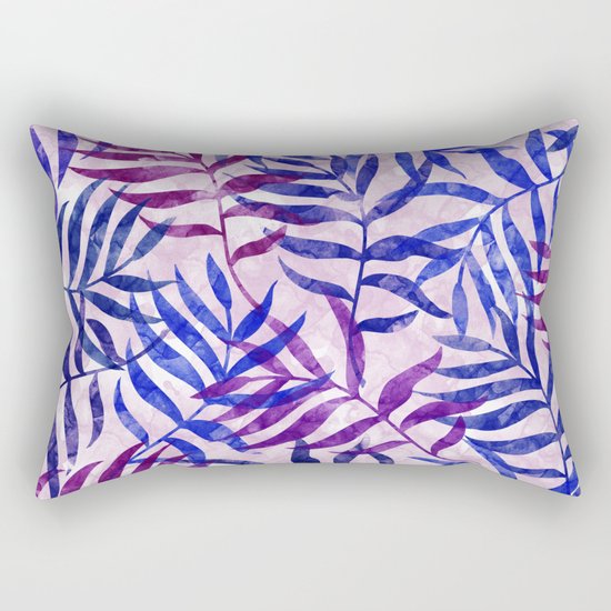 Watercolor Tropical Palm Leaves II Rectangular Pillow