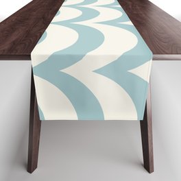 Pale Turquoise Green and Antique White Wave Pattern Table Runner