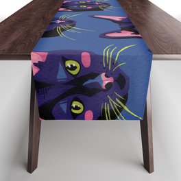 Graphic Cat Head - Blue Palette Table Runner