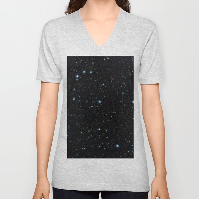 Cosmo Galaxy Star Pattern  V Neck T Shirt