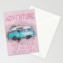 Camper Van Adventure Explore The World Stationery Card