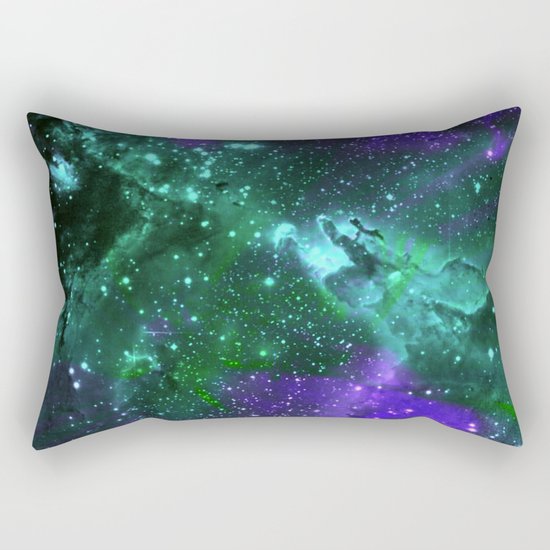 Aqua N Amethyst Space Flower Rectangular Pillow