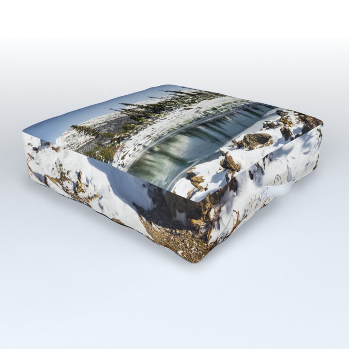 Garibaldi Lake Panorama - Frozen Alpine Lake with glacier water  Outdoor Floor Cushion