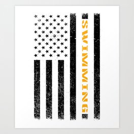 American Swimmer bw Art Print | Workout, Graphicdesign, Beach, Swimming, Sport, Stripes, Lakeside, Usa, Lake, Happiness 