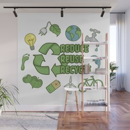 Reduce, reuse, recycle Recycle Symbol Wall Mural