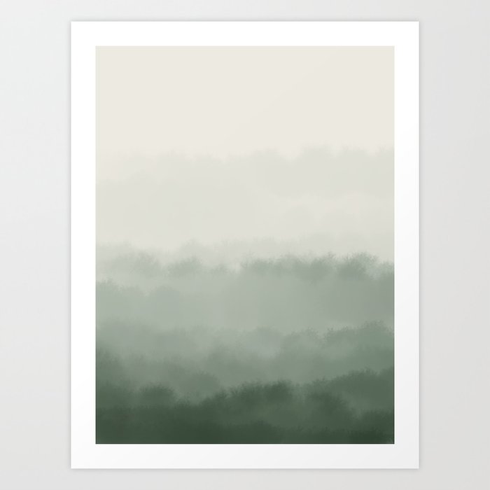 Watercolour 6 abstraction landscape forest morning  Art Print