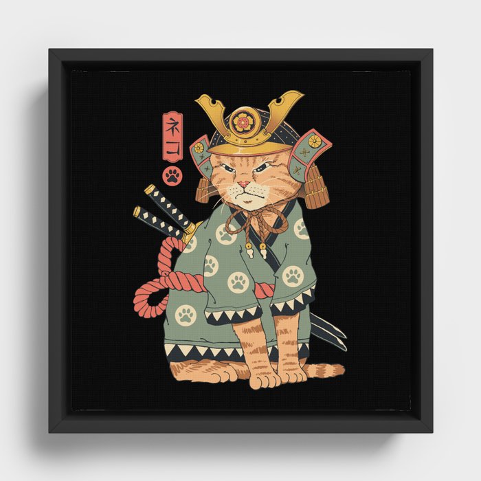 Neko Samurai Framed Canvas