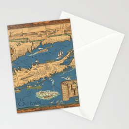 Long Island map.-Vintage Pictorial Map Stationery Card