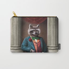 Portrait of Regus Raccoon Carry-All Pouch | Animal, Gifts, Fur, Surreal, Regal, Collage, Apparel, Cute, Homedecor, Glasses 