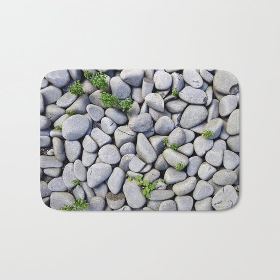 Sea Stones - Gray Rocks, Texture, Pattern Bath Mat