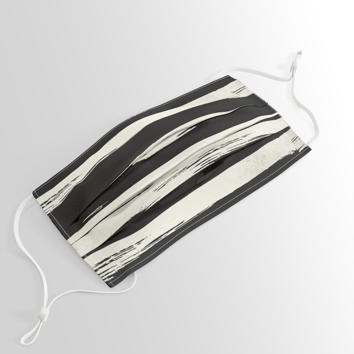 Trendy Black + Cream Stripes Face Mask