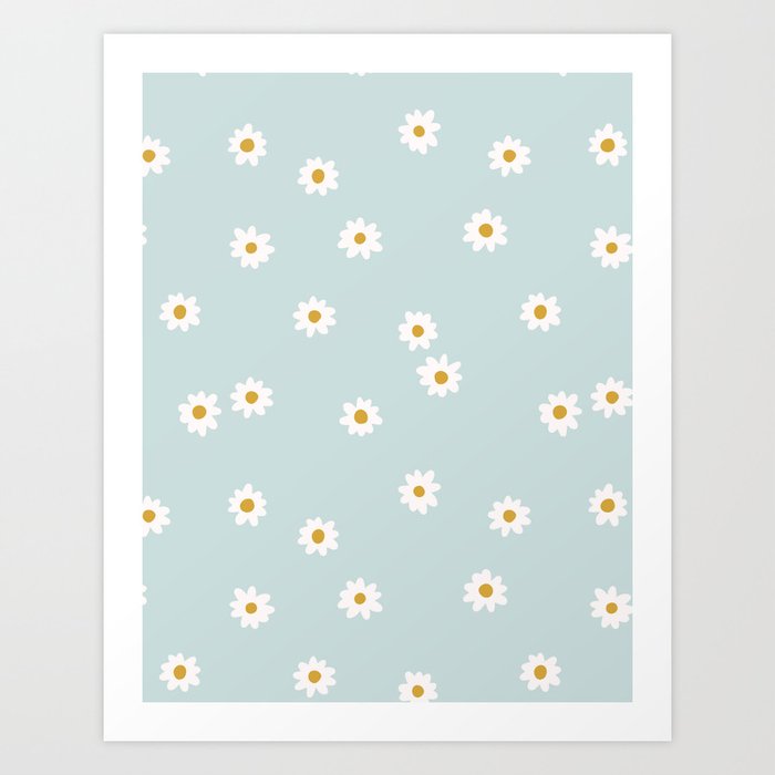 Retro Cute Daisies Pattern Art Print
