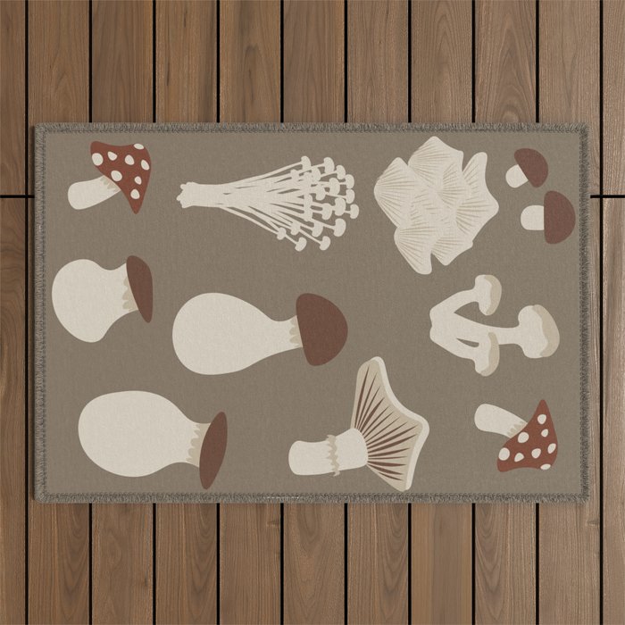 Forest Mushrooms Outdoor Rug