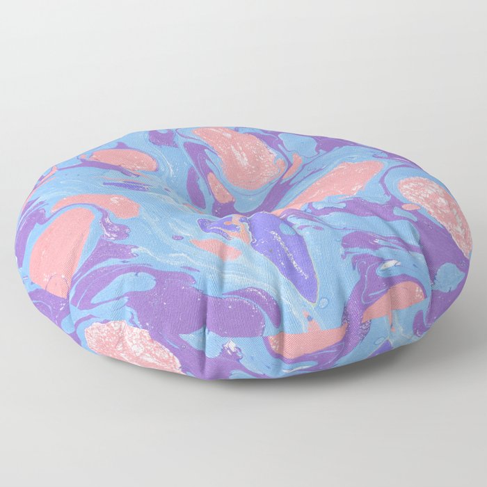 Blue & Rose Abstract painting Floor Pillow