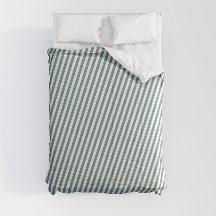 Light Cyan & Gray Colored Lined/Striped Pattern Comforter