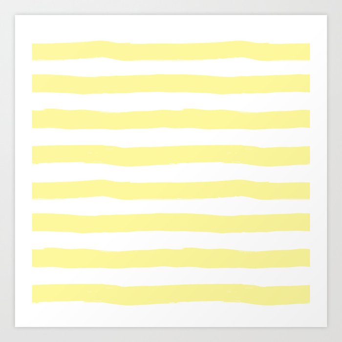 Sunny Yellow Handdrawn horizontal Beach Stripes - Mix and Match with Simplicity of Life  Art Print