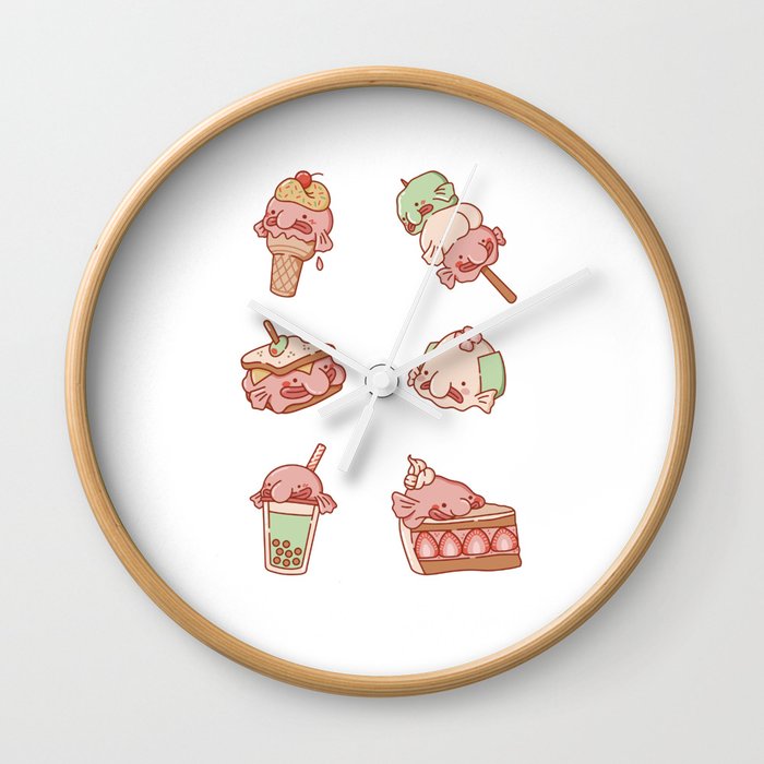 Funny Blobfish Snacks Cute Kawaii Aesthetic Wall Clock